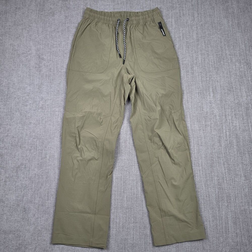 Beardedgoat Mens Small Lightweight Hiking Pants Elastic Waist Green Stretch